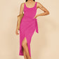 Summer Sleeveless Solid Split Front Bodycon Midi Tank Dress