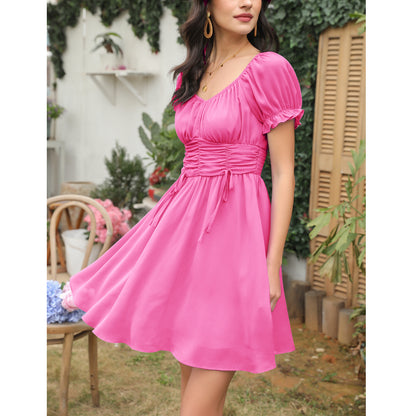 Ruched Ruffle Dress Off shoulder Sexy Summer Dress