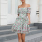 Floral Flowy Summer Dress - Square Neck Short Puff Sleeve Ruffle