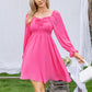 EXLURA Women’s Drawstring Mini Dress Sweetheart Neckline Smocked Flowy Dress Puff Long Sleeve Ruffle Cute Wedding Guest Dress