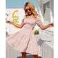 Byinns Women’s Square Neck Ruffle Mini Dress Smocked Cut Out Ditsy Floral Backless Tiered Puff Short Sleeve Dress