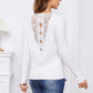 Exlura Women’s Lace Patchwork Pullover Sweater Backless V Neck Long Sleeve Knit Top Sexy Casual Trendy Jumpers