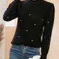 EXLURA Women’s Embroidered Polka Dot Pullover Sweater Mock Neck Long Sleeve Tops Casual Trendy Dressy Tops Jumpers