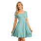 Exlura Women’s Short Sleeve Square Neck Skater Dress Backless Knit Tie Back High Waist Flowy Mini Dress