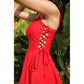 Byinns Women’s Two Piece Sleeveless Lace Up Swimsuit Swim Dress Strappy Printed Vintage Bathing Suit Tankini Red