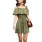 Exlura Women’s Sexy Sleeveless Short Jumpsuit Off Shoulder  Tie Waist Strappy Wide Leg Ruffle Romper Playsuit