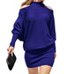 EXLURA Women's Cold Shoulder Knit Dress Mock Neck Batwing Sleeve Elegant Stretchy Mini Sweater Dress
