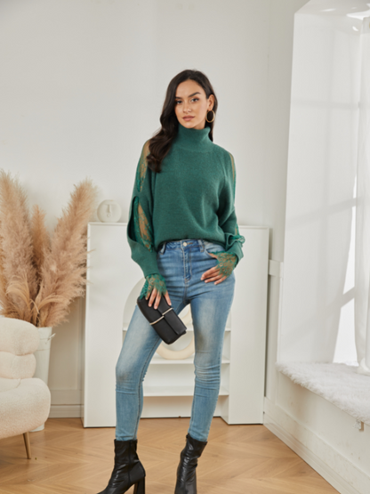 Exlura High neckline lace sweater