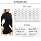 Byinns Women's Button Cuff Bodycon Pullover Sweater Dress Knit Turtleneck Long Puff Sleeve Ruffle Dress Sexy Mini Dress for Cocktail Party