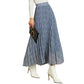 EXLURA Women's Floral Printed Chiffon Elastic High Waist Pleated Long Maxi Skirt