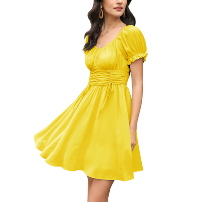 Ruched Ruffle Dress Off shoulder Sexy Summer Dress