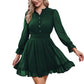 EXLURA Women's Wrap Bodycon Mini Dress Drawstring V Neck Long Lantern Sleeve Ruched Knit Sexy Bandage Cocktail Party Dresses