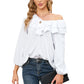 EXLURA Women’s Layered Ruffle Flowy Tops V Neck Long Puff Sleeve Blouses Shirts Casual Dressy Tops