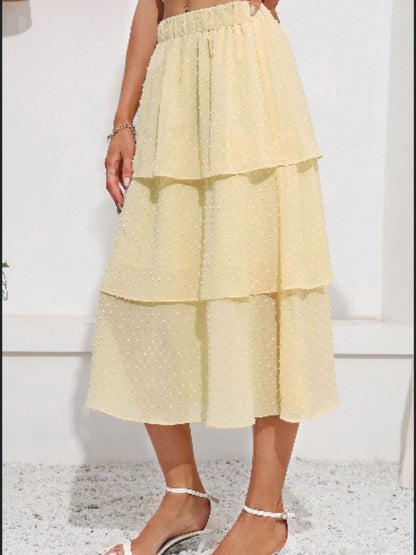 Layered A-Line Ruffle Flowy Swiss Dot Trendy Skirts