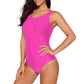 Exlura Women's Crisscross One Piece Swimsuit Athletic Training Swimwear Vintage Bathing Suit
