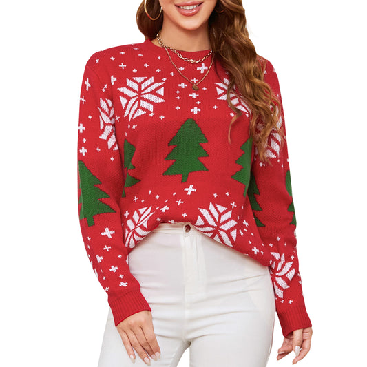 EXLURA Women’s Ugly Christmas Sweater Crew Neck Long Sleeve Chunky Pullover Sweater Casual Trendy Jumper Tops