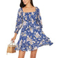 Tiered Square Neck Off Shoulder Smocked Skater  Sundress