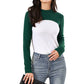 EXLURA Women’s Color Block Pullover Sweater Mock Neck Slim Fitted Long Sleeve Turtleneck Casual Trendy Tops Jumpers