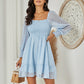 Exlura Women’s Vintage Mini Dress Round Neck Long Sleeve Swiss Dot Empire Waist Skater Dress Babydoll Casual Dress