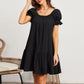 Exlura Women’s Square Neck Puff Short Sleeve Dress Off Shoulder Tiered Ruffle A-Line Babydoll Mini Party Dress