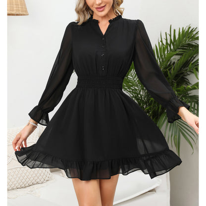 EXLURA Women's Wrap Bodycon Mini Dress Drawstring V Neck Long Lantern Sleeve Ruched Knit Sexy Bandage Cocktail Party Dresses