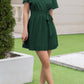 Summer Flowy Mini Dress - V Neck Short Sleeve Pleated Belted
