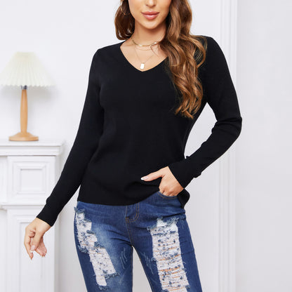 Exlura Women’s Lace Patchwork Pullover Sweater Backless V Neck Long Sleeve Knit Top Sexy Casual Trendy Jumpers