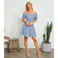 Exlura Women’s High Waist Square Neck Mini Dress Off Shoulder Smocked Puff Short Sleeve Summer Short Ruffle Dress