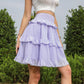 Exlura Women’s High Waist Tiered Ruffle Short Skirt Smocked Layered Elastic Waist A-Line Mini Skirt
