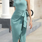 Summer Tshirt Midi Dress - One Shoulder Short Sleeve Wrap