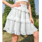 Exlura Women’s High Waist Tiered Ruffle Short Skirt Smocked Layered Elastic Waist A-Line Mini Skirt
