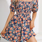 Summer Floral Mini Dress - Square Neck Short Puff Sleeve