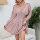 EXLURA Women’s V Neck Ruffle Floral Boho Mini Dress Backless Batwing Long Sleeve Dress Vintage Wedding Guest Dress