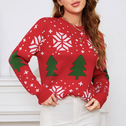EXLURA Women’s Ugly Christmas Sweater Crew Neck Long Sleeve Chunky Pullover Sweater Casual Trendy Jumper Tops