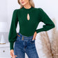 EXLURA Women’s Keyhole Mock Neck Pullover Sweater Slim Fitted Long Puff Sleeve Turtleneck Casual Trendy Tops Jumpers