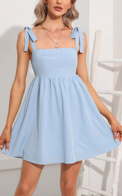 Summer Empire Waist Mini Sundresses - Sleeveless Tie Strap