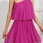 Summer Mini Sundress - One Shoulder Spaghetti Strap Tiered
