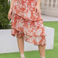 Floral Layered A-Line Ruffle Flowy Trendy Long Skirt