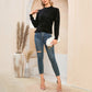 EXLURA Women’s Embroidered Polka Dot Pullover Sweater Mock Neck Long Sleeve Tops Casual Trendy Dressy Tops Jumpers