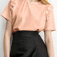 Casual T Shirt - Round Neck Ruffle Short Sleeve
