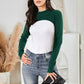 EXLURA Women’s Color Block Pullover Sweater Mock Neck Slim Fitted Long Sleeve Turtleneck Casual Trendy Tops Jumpers