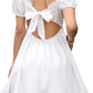 Byinns Womens Square Neck Tie Back Ruffle Off Shoulder Dress Summer Smocked A-Line Flowy Casual Mini Dress