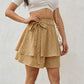 EXLURA Women's Elastic High Waist Skirt Boho Mini Casual Ruffle Layered Wide Leg Shorts Floral Short Trousers Culottes