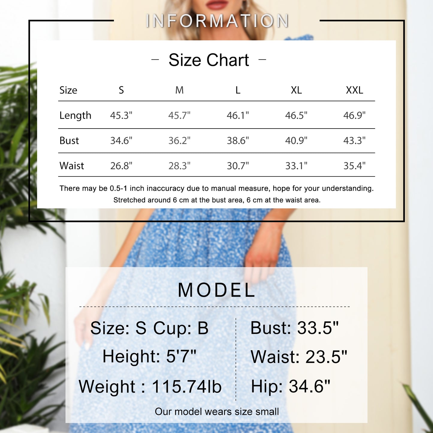 EXLURA Women's Sleeveless Dress Square Neck Floral Print High Waist A-line Ruffle Smocked Backless Midi Dress