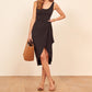 Summer Sleeveless Solid Split Front Bodycon Midi Tank Dress