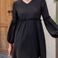 Exlura Women’s Casual Flowy Tunic Tshirt Dress V Neck Ruffle Long Puff Sleeve Dress Cocktail Party Mini Dress