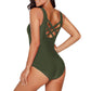 Exlura Women's Crisscross One Piece Swimsuit Athletic Training Swimwear Vintage Bathing Suit