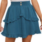 BYINNS Women’s Summer High Waisted Mini Skirt - A Line Smocked Waist Ruffle Flowy Skater Short Trendy Casual Vacation Skirts