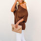 Off Shoulder Batwing Sleeve Ribbed Shirt Loose Tops