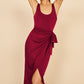 Summer Sleeveless Solid Split Front Bodycon Midi Tank Dress